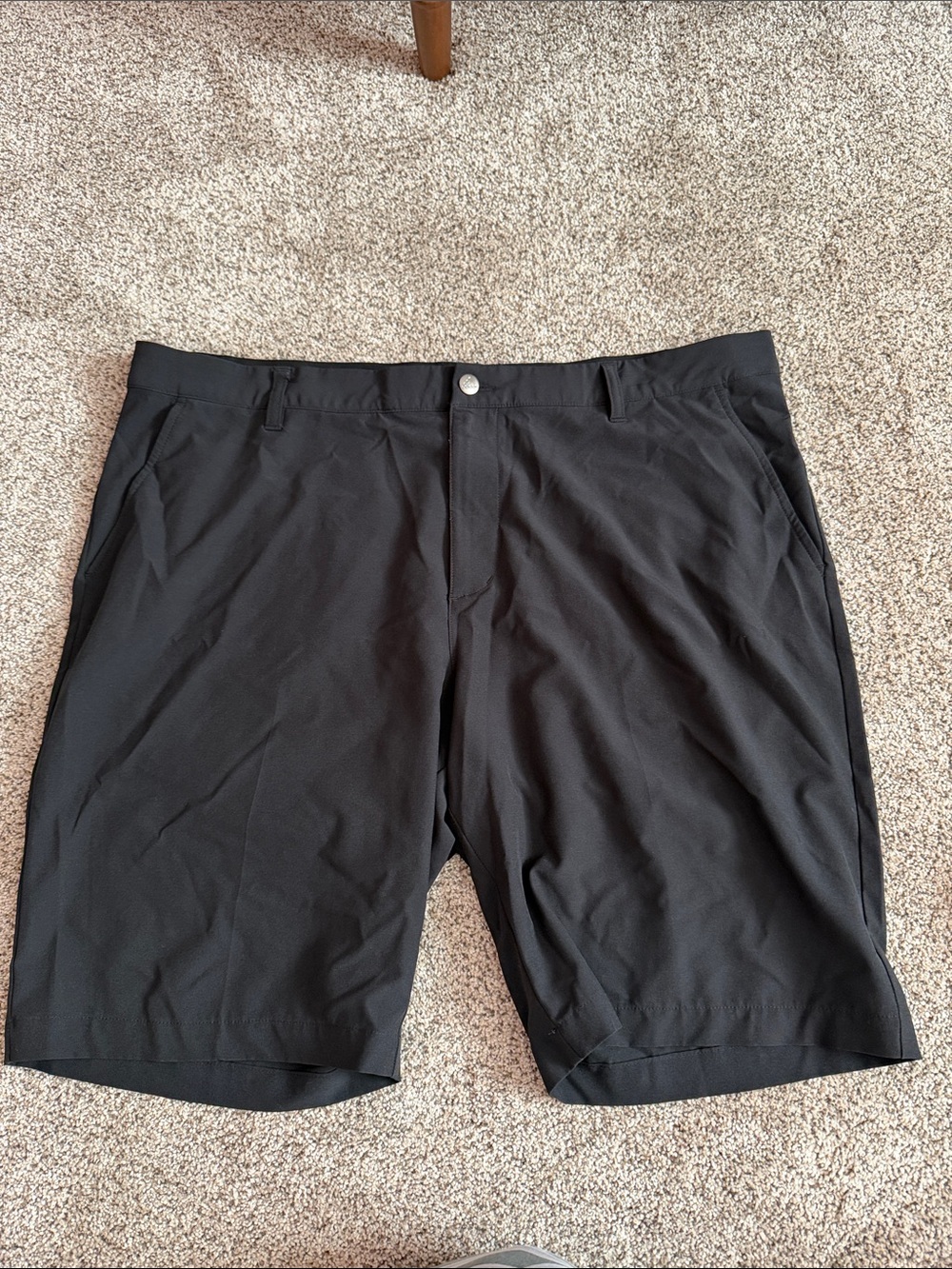 adidas Black Flat-Front Golf/Active Shorts